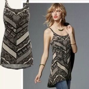 CAbi Style #3278 Monaco Cami Tunic Medium Black Beige Lace Print NWOT Size Small